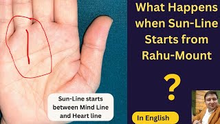 Sun Line-Apollo Line starts from Rahu mount or between mind line \u0026 heart-Line in Palmistry(English).