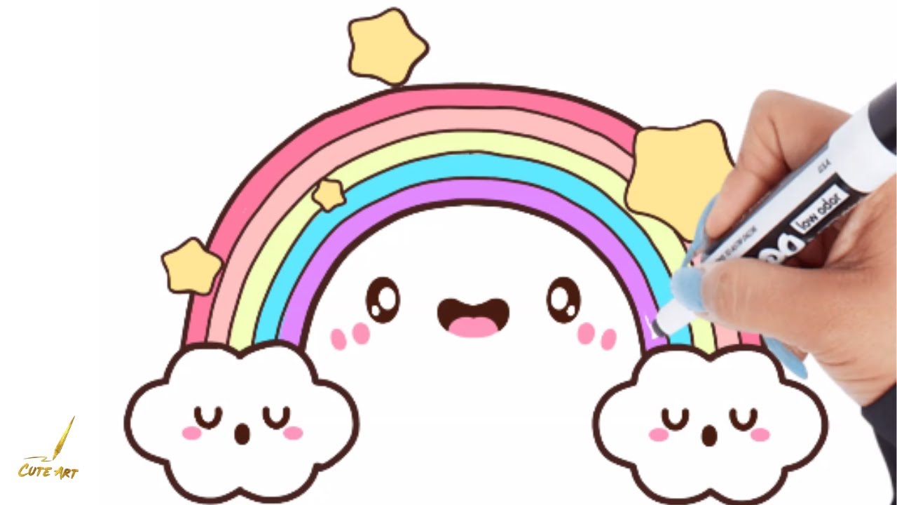 How To Draw A Cute Rainbow Easy Drawing Tutorial For Kids And