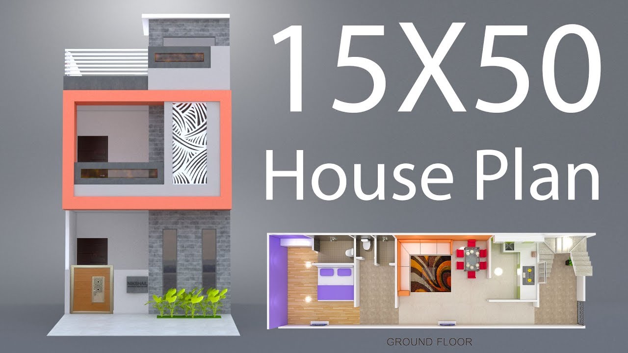 15x50 House Plan With 3d Elevation By Nikshail 60 Off