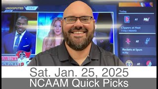 NCAAM Quick Picks (1/25/25) Saturday Men's College Basketball Predictions - Today's CBB Free Plays