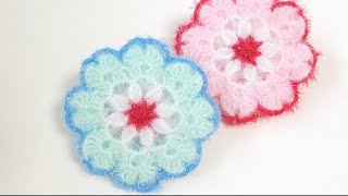 수세미뜨기/ 큰꽃 수세미/ Crochet  flower/ Crochet dish scrubber