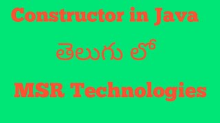 Constructor in Java in telugu
