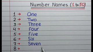 Write number names 1 to 50 in words II 1 to 50 number names II write spelling 1 to 50