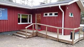 Sodankylä Kommatti 15.5.2016. Kommatin rantapirtti, sauna, Kommattilampi, pururata, urheilustadion.