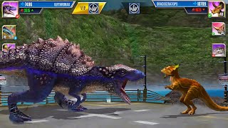 GLYTHRONAX MAX LEVEL 40 VS DRACOCERATOPS - BATTLE | JURASSIC WORLD THE GAME