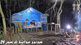 Diguyur hujan deras camping di hutan horor belantara 24 jam