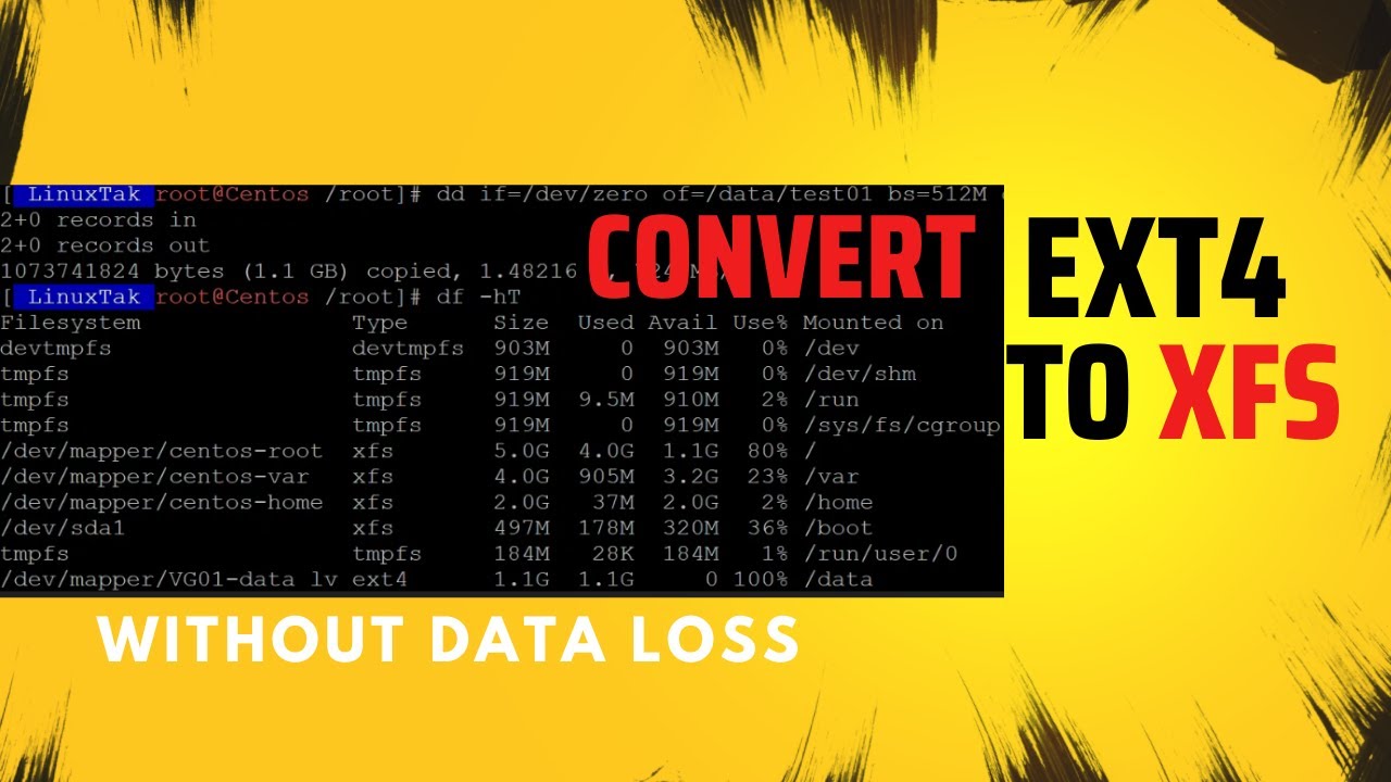 How To Convert Ext4 To Xfs Filesystem In Linux Without Data Loss | File ...