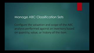 Manage ABC Classification Sets