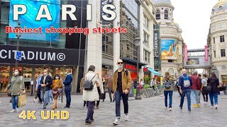Paris busiest shopping streets - Walking tour [4K]