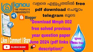 MMPH 002 free solved previous year question paper pdf links in description