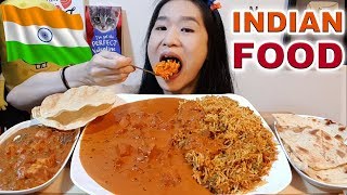 INDIAN FOOD FEAST!! Butter Chicken, Biryani Rice, Matar Paneer \u0026 Naan | Mukbang w Asmr Eating Sounds