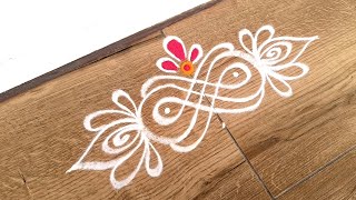 Easy border rangoli designs | Friday kolam | Tulasi kota muggulu | Latest rangoli borders | 3*1 dots