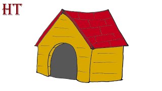 How to Draw a Dog House easy Step by Step