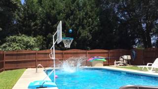 Front flip into pool, makes the shot!