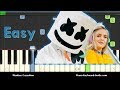 Marshmello and Anne-Marie Friends Easy Piano Tutorial - Notes