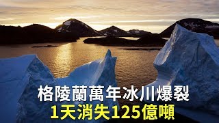 格陵蘭萬年冰川爆裂 1天消失125億噸｜北極融冰｜海平面上升