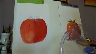 How to Paint an easy APPLE with acrylic paint for the beginner, step by step