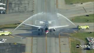 Trump Plane Given Water Cannon Salute