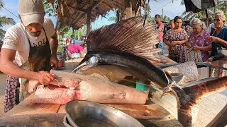 Amazing Street Fish Market Showcasing Huge Fish Cutting Skills