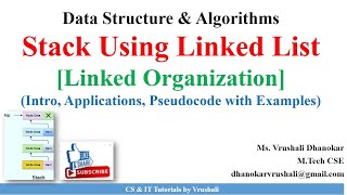 DSA 1.24 Stack Using Linked List / Stack Using Linked Organization with Examples