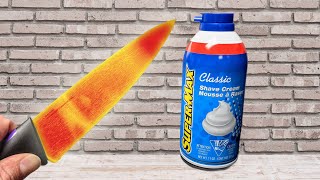 EXPERIMENT: Glowing 1000 degree KNIFE VS SHAVE CREAM -  KABYNOUGAT TEST
