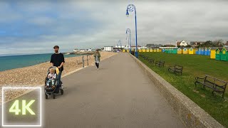 Chill walking around Bognor Regis city 🚶‍♂️ Relaxing walk on the beach, 4K TRAVEL VIDEO + sounds 🌅