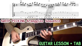 Sweep Picking Arpeggios Sequence GUITAR LESSON with TAB