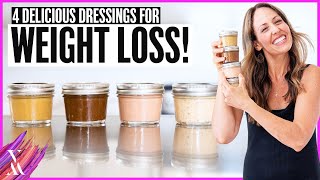 MY 4 FAVORITE (OIL FREE) SALAD DRESSINGS FOR WEIGHT LOSS! + Easy Hack 🤫