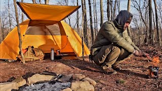 Solo Tent Camping in the Woods & Campfire Cooking
