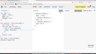 JavaScript Objects Custom To List Function