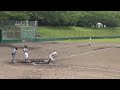 中学軟式野球　３年　６月　センター前タイムリーヒット　マルチでした。