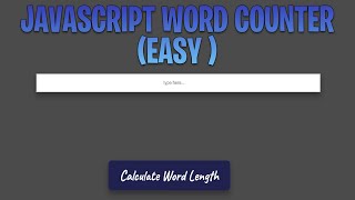 Vanilla Javascript Word Counter (Easy) ||