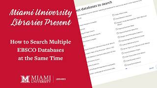 How to Search Multiple EBSCO Databases at the Same Time