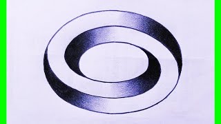How To Draw a Simple Optical illusion : The Inpossible Oval : Narrated !! 3d Circle Step By Step !!