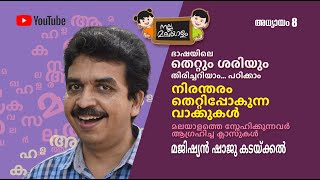 ഭാഷയിലെ തെറ്റും ശരിയും / അധ്യായം 8 / നല്ല മലയാളം Shaju Kadakkal നിരന്തരം തെറ്റിപ്പോകുന്ന വാക്കുകൾ