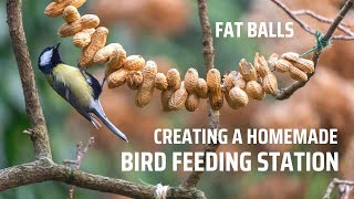 Tips on creating a cheap bird feeding station. Home made fat balls. Bird watching in my garden