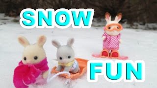 Calico Critters Sylvanian Families SNOW Snowboarding Sleding Tobogganing Winter Sports