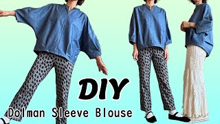 How to make a dolman sleeve blouse/Handmade adult clothes