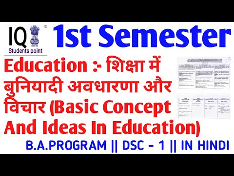 1st Semester Basic Concept And Ideas In Education Syllabus In Hindi ...