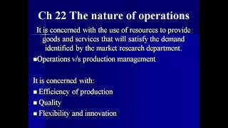 Ch 22 The nature of operations Part 1