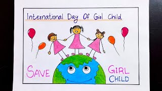 Save Girl Child Drawing/International Day Of Girl Child Poster/Beti Bachao Beti Padhavo Drawing
