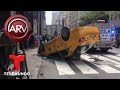 Aparatoso accidente de un taxi en Nueva York | Al Rojo Vivo | Telemundo