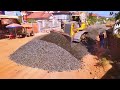 how to use bulldozer d71p spreading gravel for new road heavy equipment construction in action