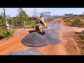 how to use bulldozer d71p spreading gravel for new road heavy equipment construction in action