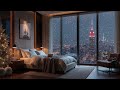 4k luxury manhattan penthouse u0026 snowy cityscape relaxing winter ambience with jazz piano music