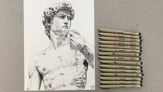 Complete Stippling of Michelangelo’s David | Full ASMR Pen \u0026 Ink Art Series Compilation