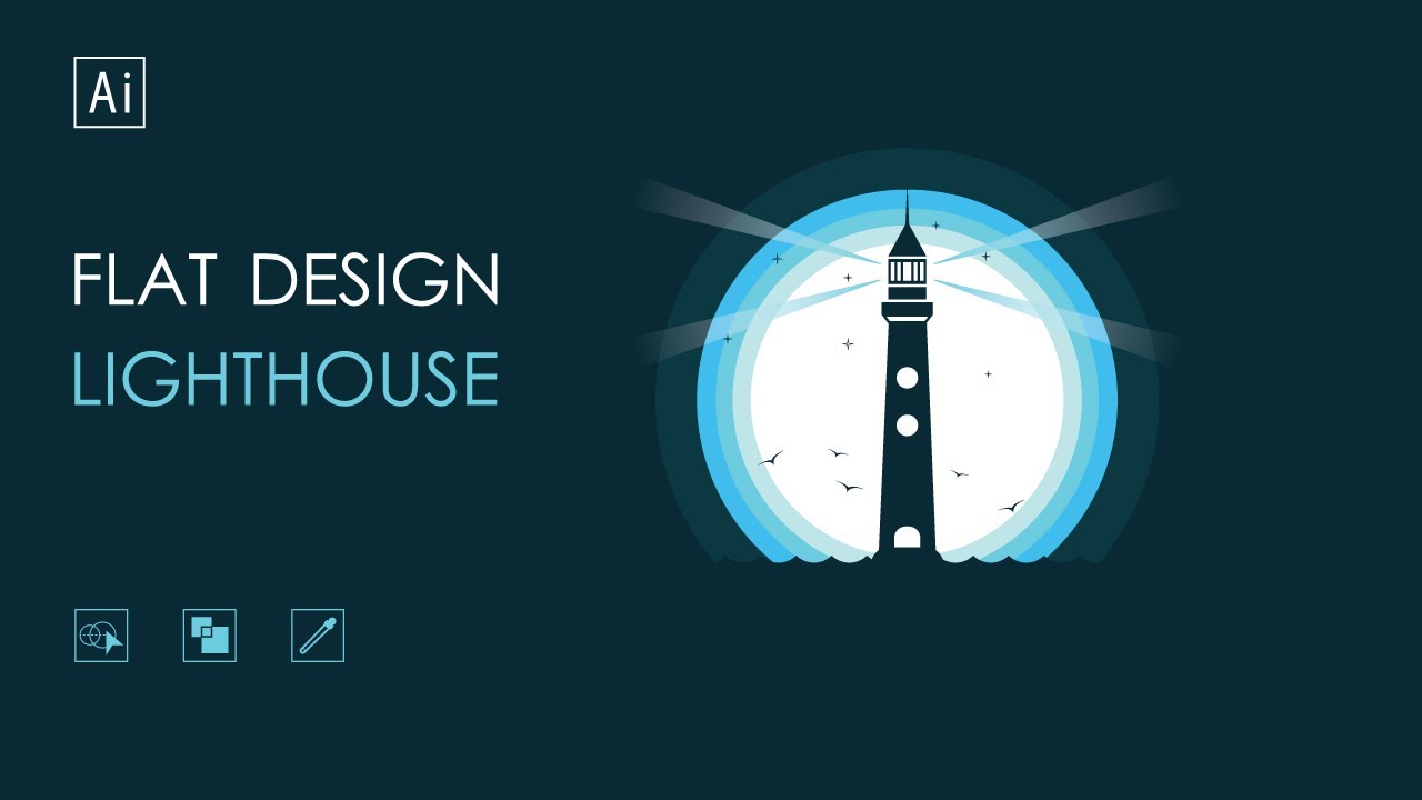 Flat Design Lighthouse Adobe Illustrator Cc Youtube