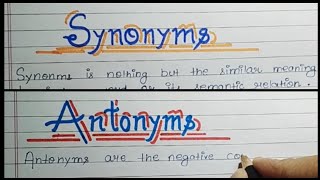 Synonyms And Antonyms | Definition of Synonyms And Antonyms With Example|All in One