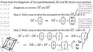 3D vectors: diagonals in a parallelepiped (A-level Maths)