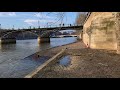 Polluted Seine River and Trash on River Banks Paris